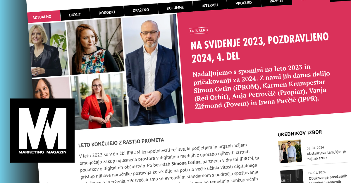 Simon Cetin za Marketing magazin: Družba iPROM leto končuje z rastjo prometa – iPROM – Mnenja strokovnjakov – Simon Cetin